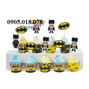 Tem Bánh Cupcake Sinh Nhật Chủ Đề Batman