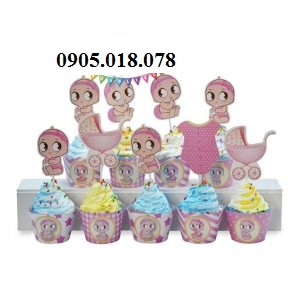 Tem Bánh Cupcake Sinh Nhật Chủ Đề Baby Girl