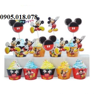 Tem Bánh Cupcake Sinh Nhật Chủ Đề Mickey 