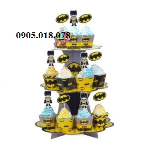 Tháp Bánh Cupcake Sinh Nhật Chủ Đề Batman