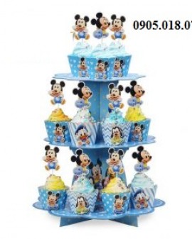 Tháp Bánh Cupcake  Sinh Nhật Chủ Đề Mickey Baby
