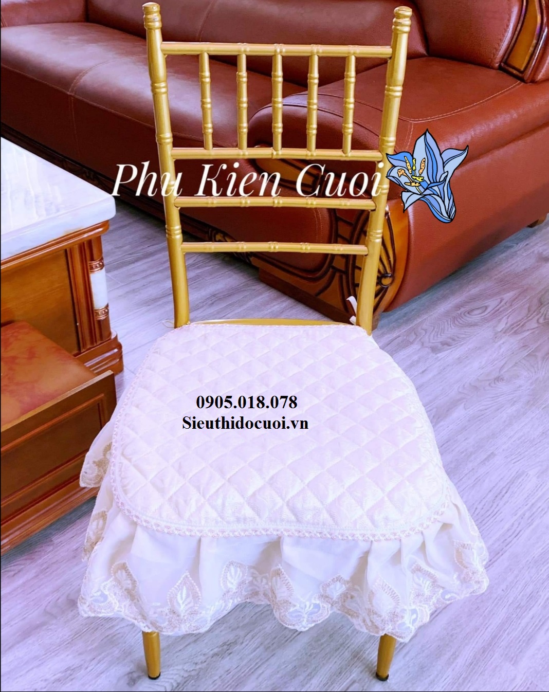 Miếng lót ghế, phủ ghế, trang trí ghế Tiffany Sty Hoàng Gia