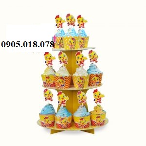 Tháp Bánh Cupcake Sinh Nhật Chủ Đề Gà Vàng