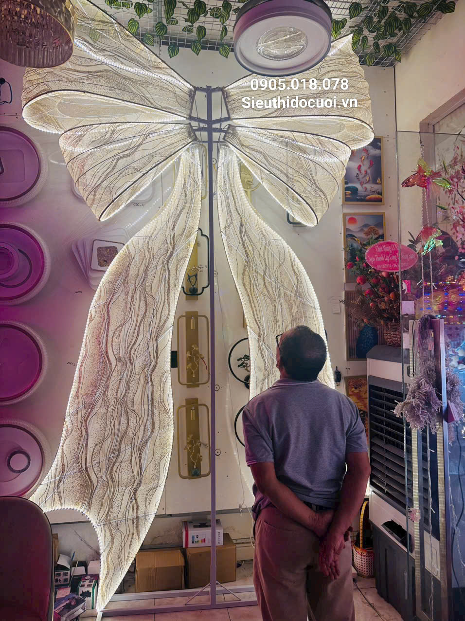 Backdrop đám cưới Nơ LED Khổng Lồ