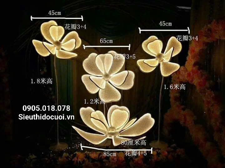 Đèn dẫn lối đám cưới hoa led đại