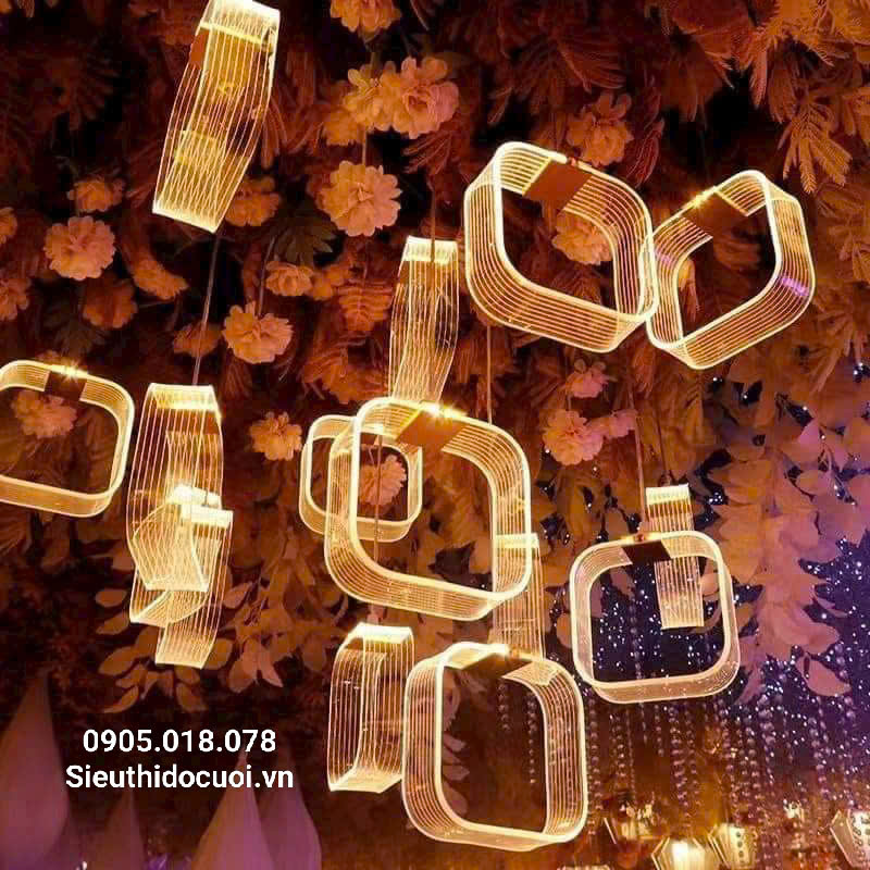 Đèn trang trí đám cưới thả led mica