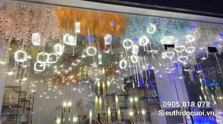 Đèn trang trí đám cưới thả led mica