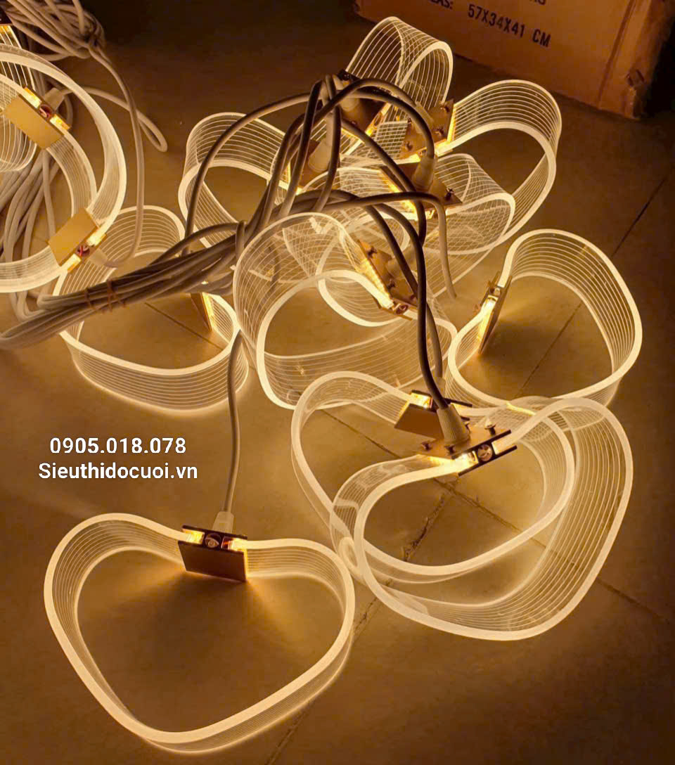 Đèn trang trí đám cưới thả led mica