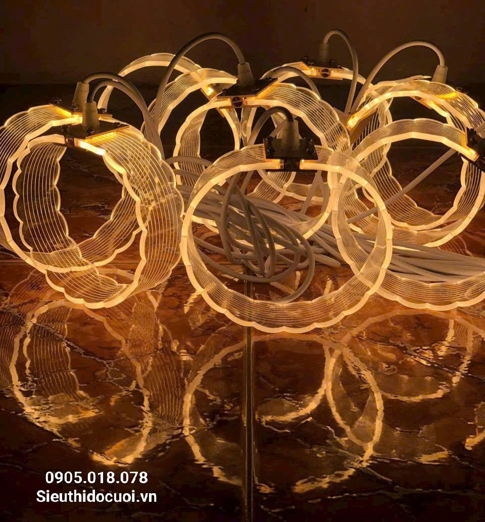 Đèn trang trí đám cưới thả led mica