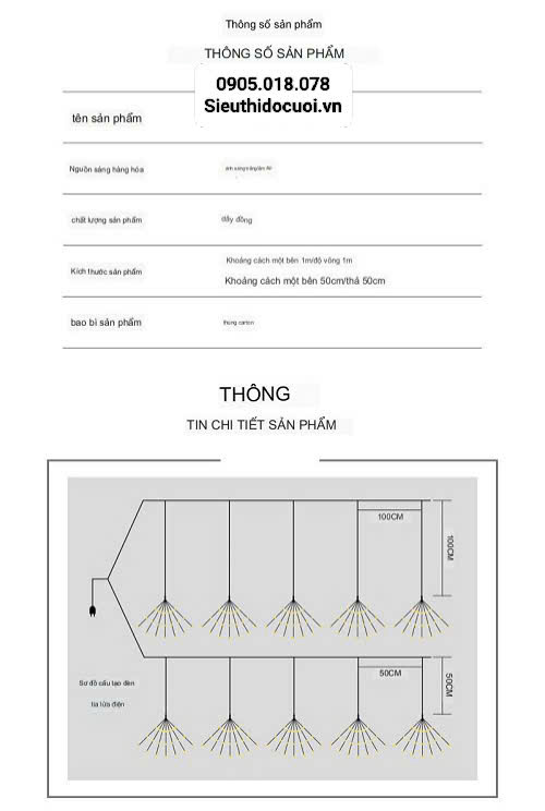 Đèn trang trí đám cưới thả led pháo hoa 