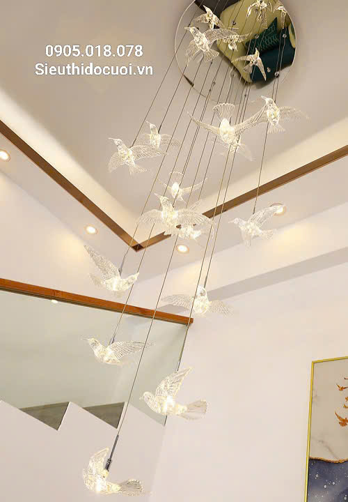 Đèn trang trí rạp cưới led chim trong suốt 