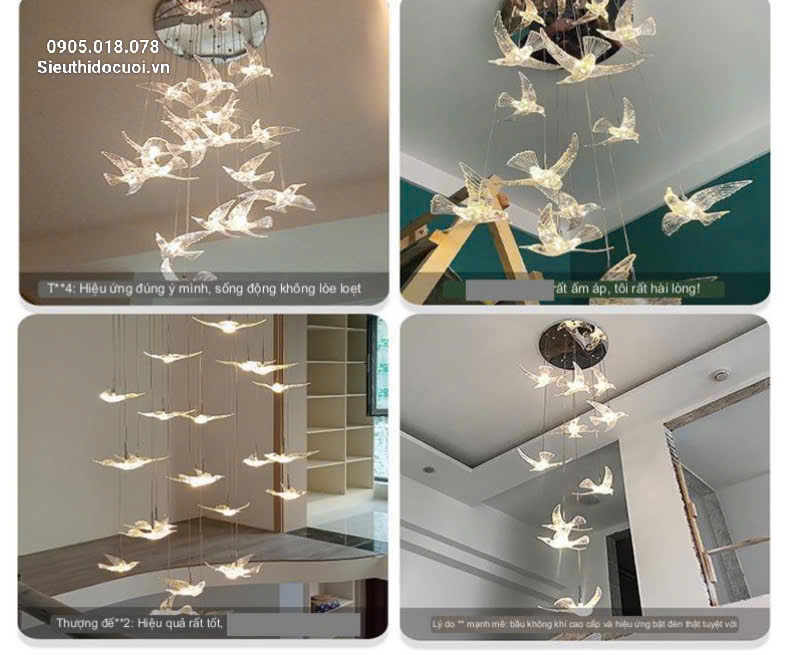 Đèn trang trí rạp cưới led chim trong suốt 