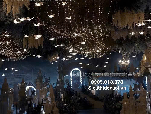 Đèn trang trí rạp cưới led chim trong suốt 