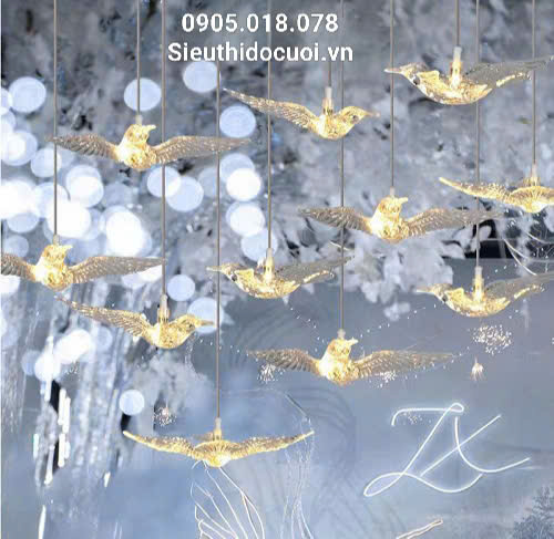 Đèn trang trí rạp cưới led chim trong suốt 