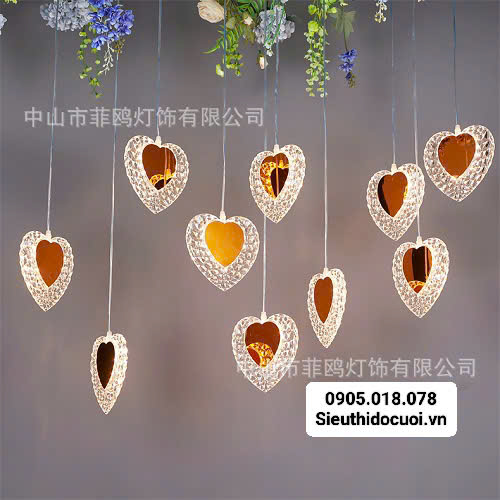 Đèn led đám cưới thả trái tim