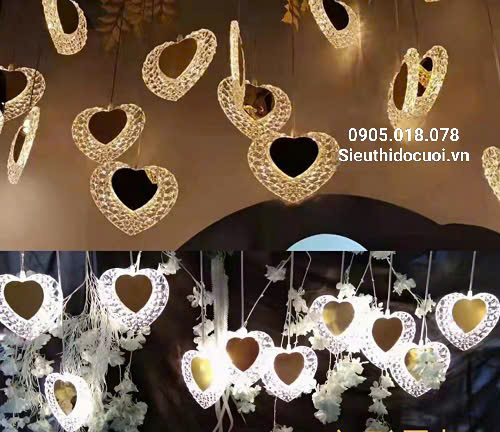 Đèn led đám cưới thả trái tim