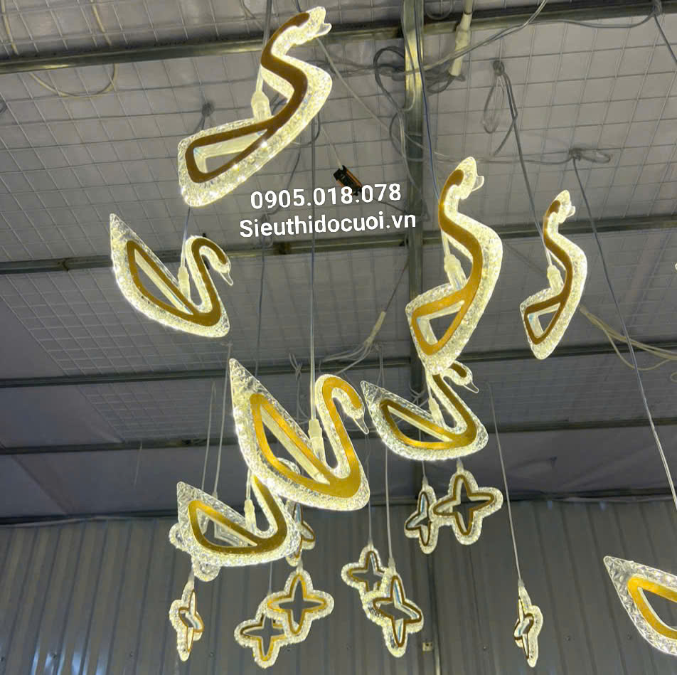 Đèn thả led đám cưới chim thiên nga