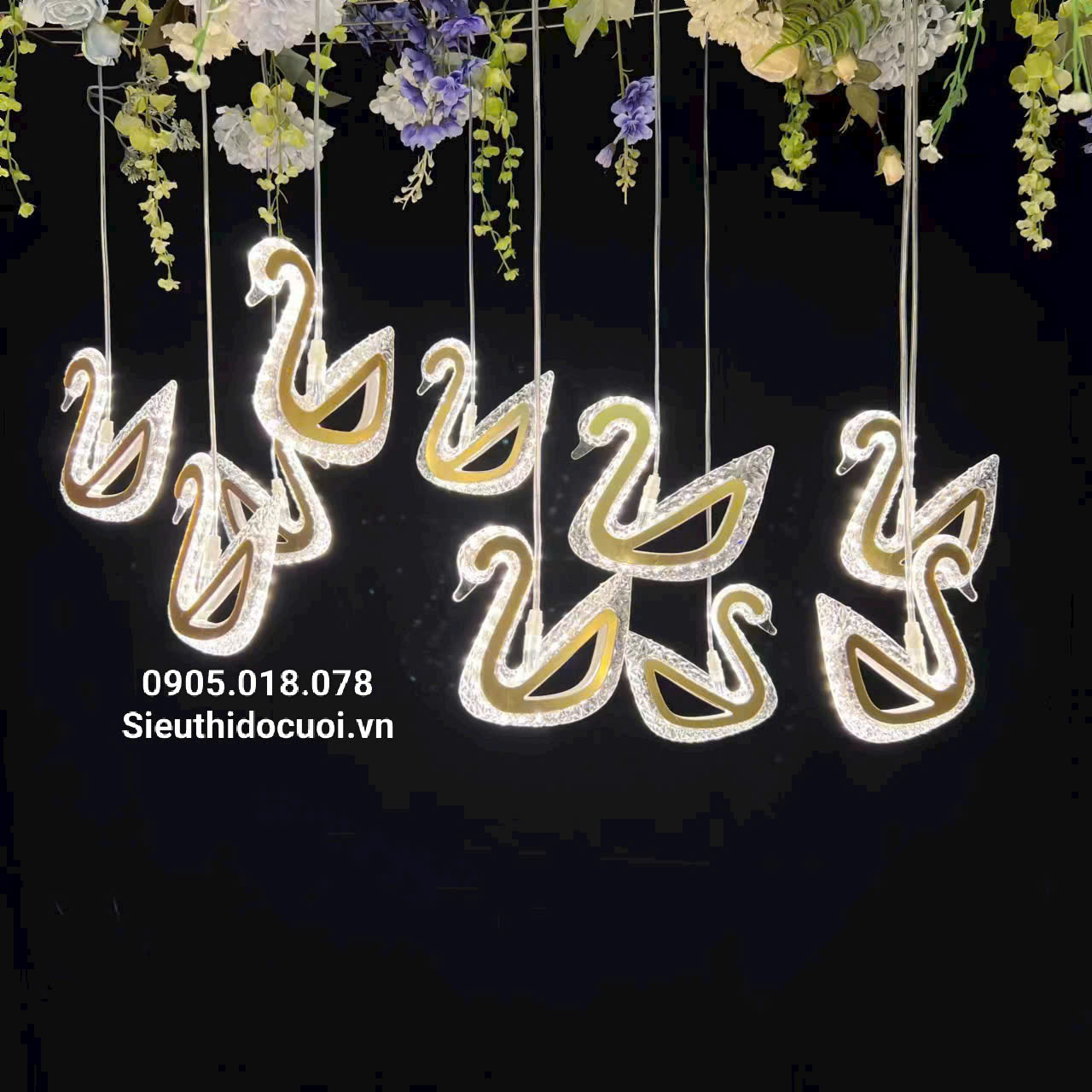 Đèn thả led đám cưới chim thiên nga