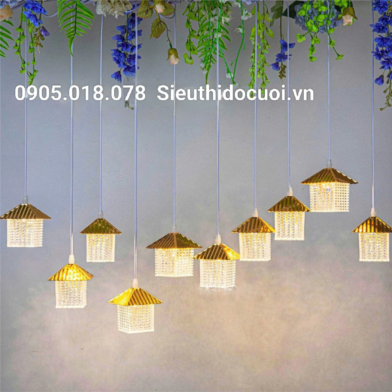 Dây đèn trang trí đám cưới thả ngôi nhà led