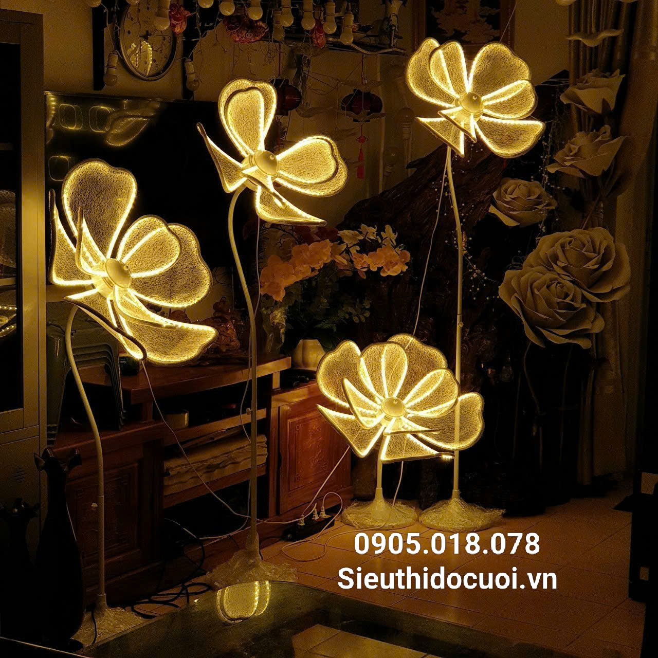 Đèn hoa lan bông lớn dẫn lối sân khấu
