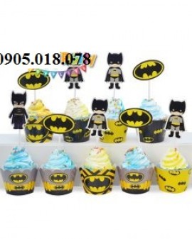Tem Bánh Cupcake Sinh Nhật Chủ Đề Batman