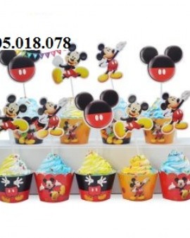 Tem Bánh Cupcake Sinh Nhật Chủ Đề Mickey