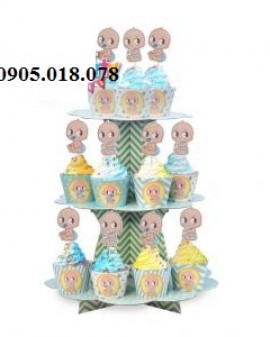 Tháp Bánh Cupcake Sinh Nhật Chủ Đề Baby Boy