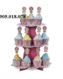 Tháp Bánh Cupcake Sinh Nhật Chủ Đề Baby Girl
