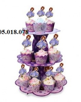Tháp Bánh Cupcake Sinh Nhật Chủ Đề Công Chúa Sofina