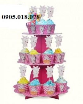 Tháp Bánh Cupcake Sinh Nhật Chủ Đề Dê Màu Hồng