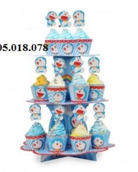 Tháp Bánh Cupcake Sinh Nhật Chủ Đề Doremon