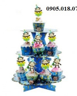 Tháp Bánh Cupcake Sinh Nhật Chủ Đề Khỉ Xanh