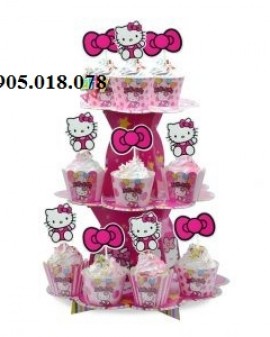 Tháp Bánh Cupcake Sinh Nhật Chủ Đề Kitty