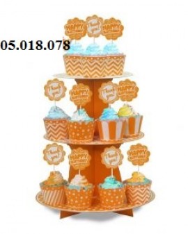 Tháp Bánh Cupcake Sinh Nhật Chủ Đề Màu Cam