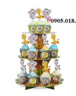 Tháp Bánh Cupcake Sinh Nhật Chủ Đề Safari